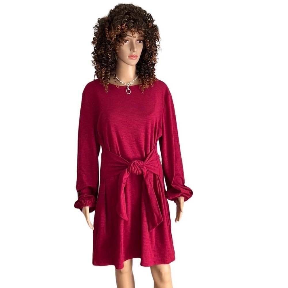 Pretty Garden Boatneck Burgandy Dress XL NWT